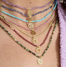 Load image into Gallery viewer, Turquoise howlite &amp; apatite gold throat chakra necklace
