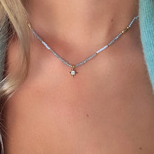 Load image into Gallery viewer, Aditi grey beaded star charm necklace
