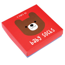 Load image into Gallery viewer, Bear design baby sock (4 pairs)
