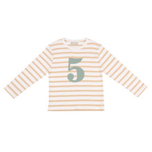 Load image into Gallery viewer, No 5 t-shirt - biscuit breton (green number)
