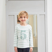 Load image into Gallery viewer, No 4 T-shirt - Seafoam &amp; white breton stripe

