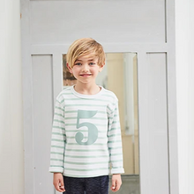 Load image into Gallery viewer, No 5 T-shirt - seafoam &amp; white breton stripe
