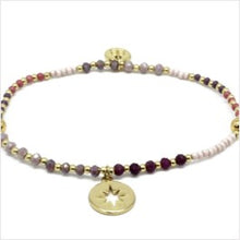 Load image into Gallery viewer, Handmade Flute pink &amp; gold gemstone stretch bracelet
