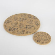 Load image into Gallery viewer, Cork coasters - pinecone grey - set of 4

