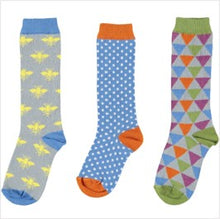 Load image into Gallery viewer, Organic cotton knee socks - blue - pack of 3
