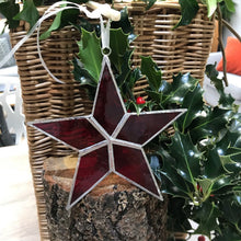 Load image into Gallery viewer, Handmade glass 5 pointed star - medium - regal red
