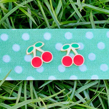 Load image into Gallery viewer, Cherry enamel earrings
