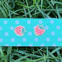Load image into Gallery viewer, Strawberry enamel earrings
