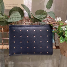 Load image into Gallery viewer, Compact purse with rose gold stars - navy
