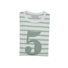 Load image into Gallery viewer, No 5 T-shirt - seafoam &amp; white breton stripe

