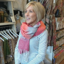 Load image into Gallery viewer, Fine ombre chevron scarf - red &amp; orange
