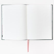 Load image into Gallery viewer, Dark green slogan hardback notebook
