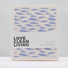 Load image into Gallery viewer, Pack of 2 dishcloths - fish and sea urchin
