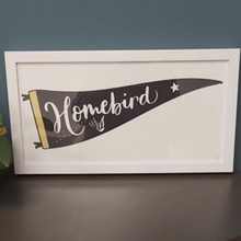Load image into Gallery viewer, Homebird pennant yellow framed print
