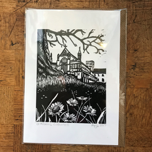 Load image into Gallery viewer, St Albans Cathedral linocut card
