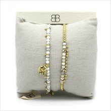 Load image into Gallery viewer, Handmade Alexandria 2 layered white &amp; gold stack bracelet
