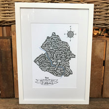 Load image into Gallery viewer, City of St Albans map grey map in white frame
